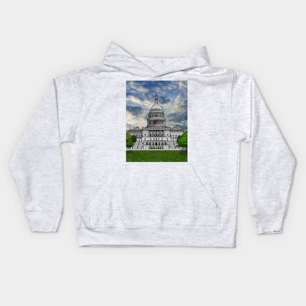 U.S. Capitol Building Kids Hoodie by Dual Rogue